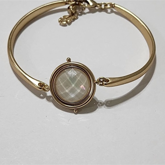 Lucky brand reversible teal and white circle brushed gold tone bracelet new!!! - Picture 3 of 5